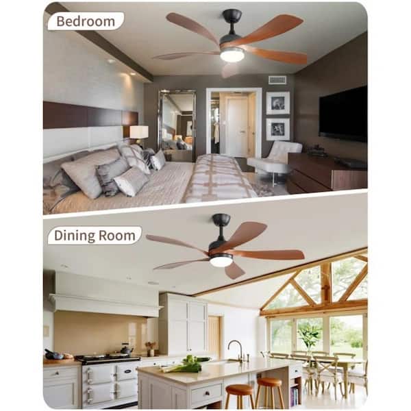 52 in. Modern Indoor Black Dark Ceiling Fan with Dimmable LED Light, Remote Control and Reversible DC Motor for Bedroom