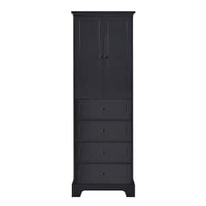 Anky 23.6 in. W x 15.7 in. D x 68.1 in. H Black MDF Freestanding Bathroom Storage Linen Cabinet