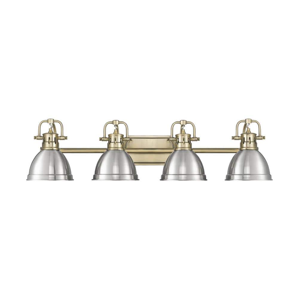 Duncan 8.25 in. 4-Light Aged Brass Vanity Light with Silver Shade price history on PriceWatchPro