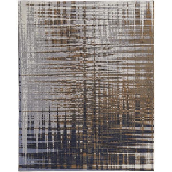 HomeRoots Blue, Gray 2 ft. x 3 ft.  Abstract Area Runner