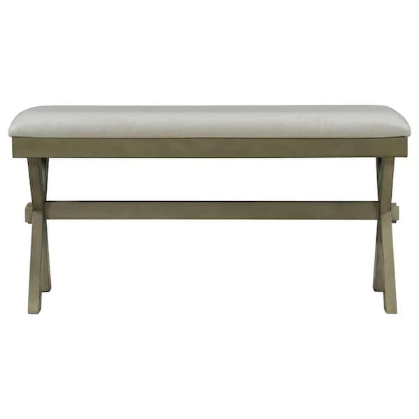 gray farmhouse bench