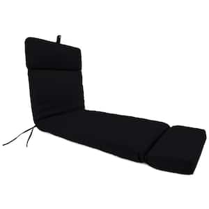 Sunbrella 72 in. x 22 in. Canvas Black Solid Rectangular French Edge Outdoor Chaise Lounge Cushion