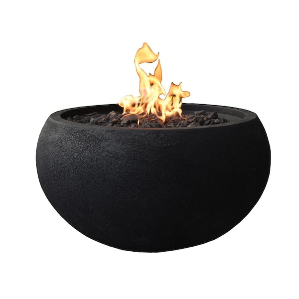 Modeno York 27 in. x 14 in. Round Concrete Natural Gas Fire Pit in ...