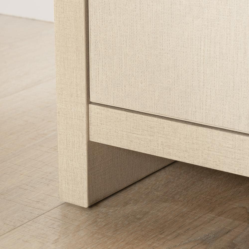 Dove Linen Freestanding White Cabinet with Adjustable Shelving