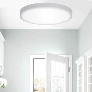 12 in. 28-Watt White Round Integrated LED Modern Flush Mount, 4000K Natural White