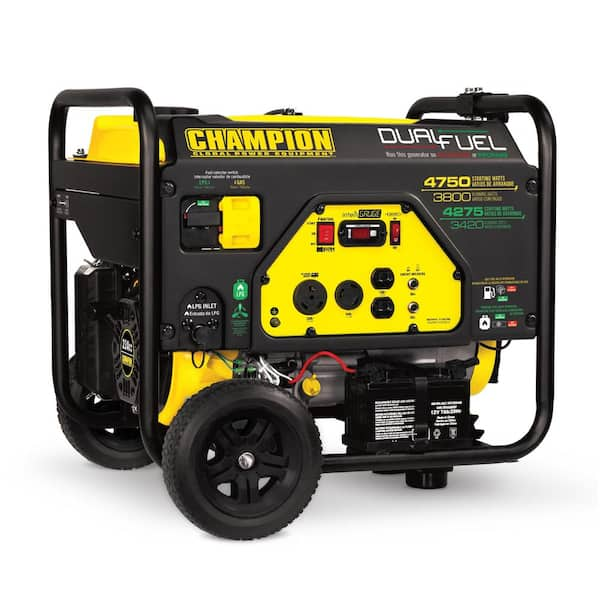 Champion Power Equipment 3800-Watt/4750-Watt Electric Start Gas and Propane Powered Dual Fuel Portable Generator