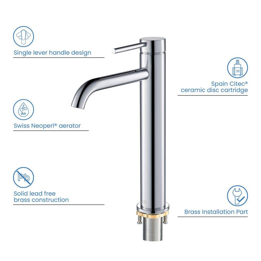 Chrome High Arc Single Handle Vessel Sink Faucet