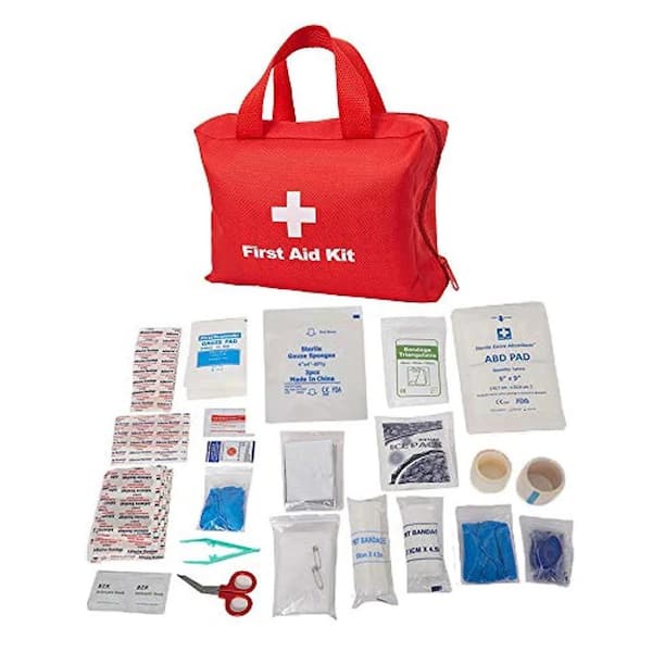cadeninc 84-Piece First Aid Essentials First Aid Kit, Red