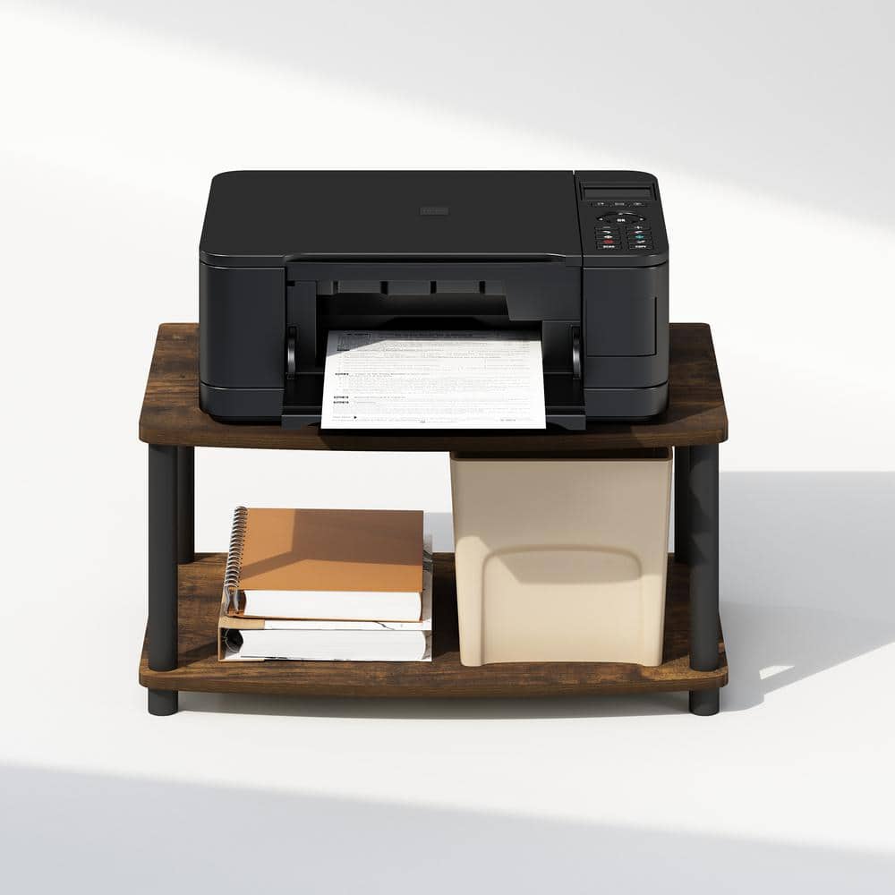 Amber Pine and Black 2-Tier Multipurpose Printer Stand