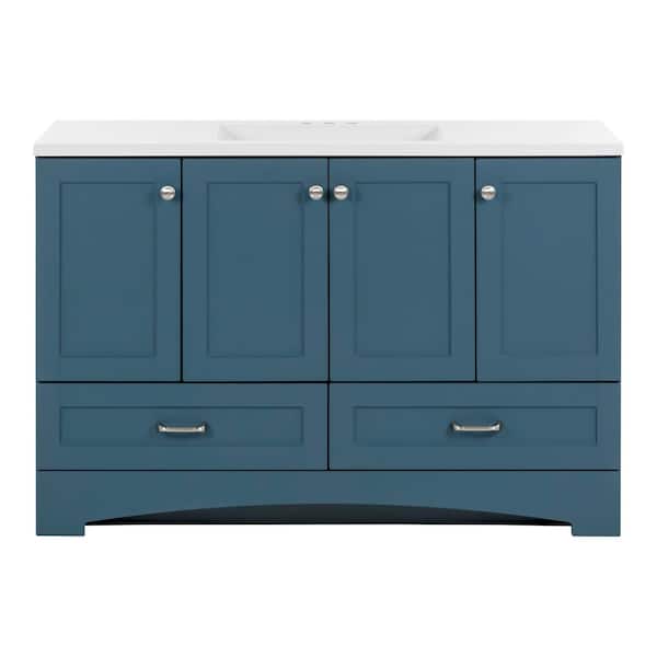 Lancaster 49 in. Single Sink Admiral Blue Bath Vanity with White Cultured Marble Top (Assembled)