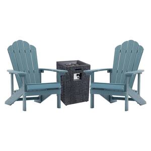 Nimbus Blue 3-Piece Wood Adirondack Chair Patio Fire Pit Conversation Set