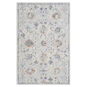 Classic Gray/Blue 7 ft. 9 in. x 9 ft. 9 in. LR82470 Traditional Bordered Indoor Area Rug