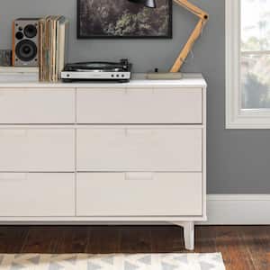 Sloane 6-Drawer White Mid-Century Modern Solid Wood Dresser