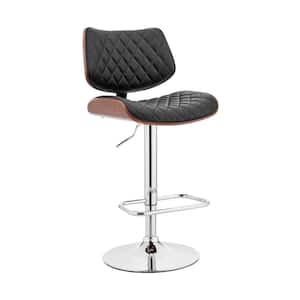 Leland 24-33 in. Adjustable Height High Back Black Faux Leather and Chrome Finish Bar Stool