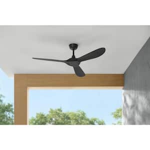 Tager 52 in. Indoor/Outdoor Matte Black Smart Ceiling Fan with Remote Control Powered by Hubspace