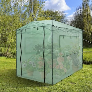 6 ft.W x 8 ft. D x 7 ft. H Steel PE Green Portable Walk-in Outdoor Plant Gardening Greenhouse with Window