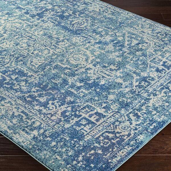 Teal Polypropylene 5 ft. x 7 ft. Abstract Indoor Area Rug A46A1