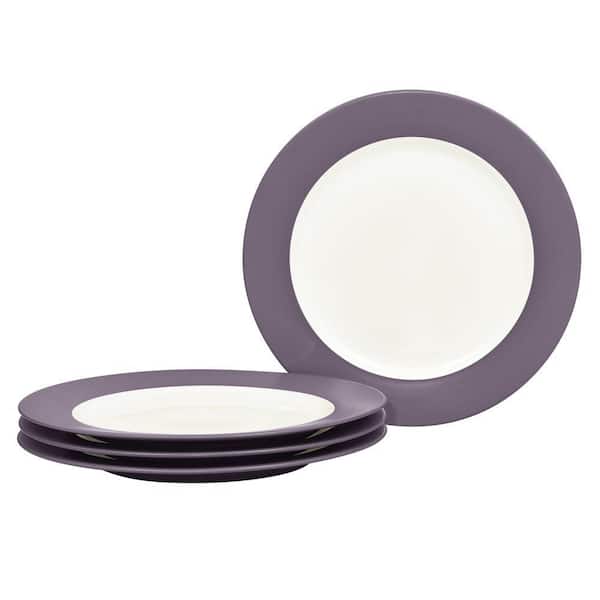 Colorwave Plum 8.25 in. (Purple) Stoneware Rim Salad Plates, (Set of 4)