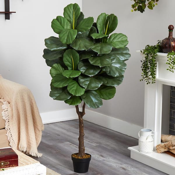 Natural 4.5 Artificial Fiddle Leaf Fig Tree T2041 - The Home Depot