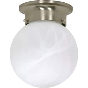 Nuvo 1-Light Brushed Nickel Flush Mount with Alabaster Glass