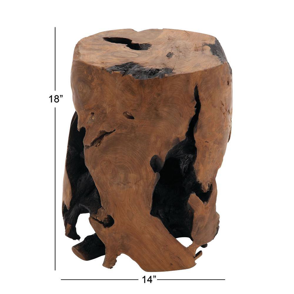 Rustic Teak Wood Live Edge Round Accent Table