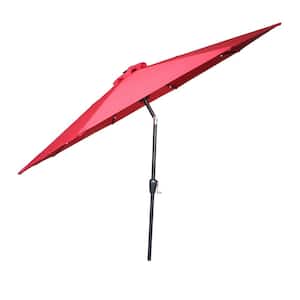 9 ft. Market Patio Umbrella with LED Lights in Red