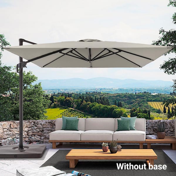 JOYESERY 10 ft. Aluminum Cantilever Patio Umbrella High-Quality Solution-Dyed Fabric 360° Rotation System in Gray
