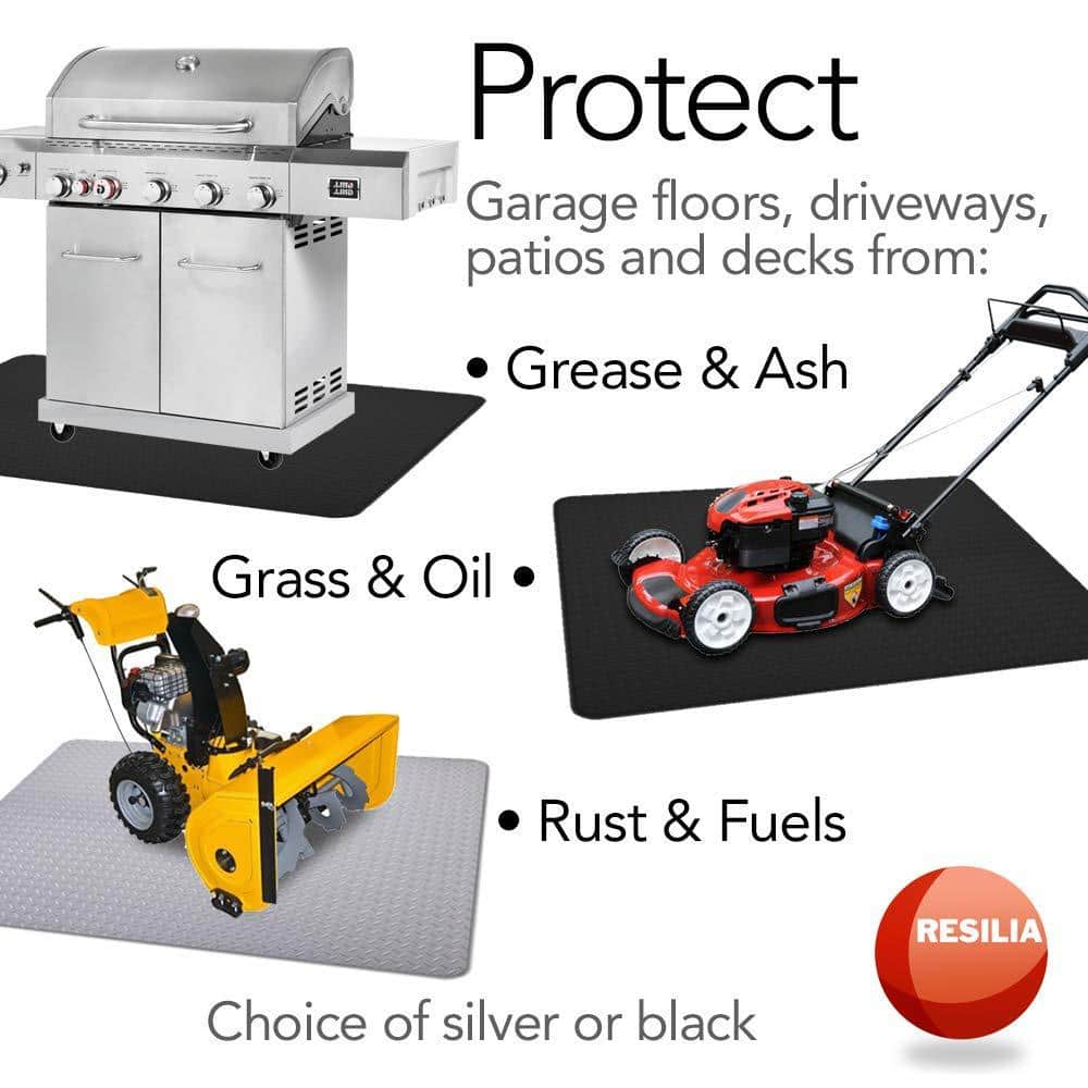 Silver Diamond Plate Heavy-Duty Grill Mat 57" x 47"