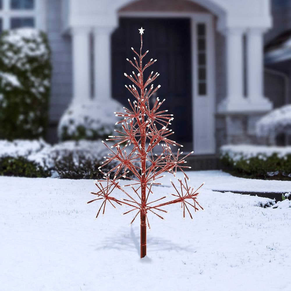 Alpine Red 53" Outdoor Christmas Tree with LED Lights
