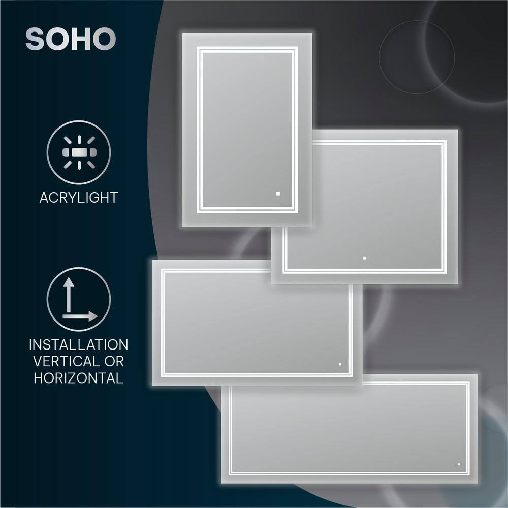 Soho Sleek 60"x30" LED Bathroom Mirror with Ambient Backlit & Defogger