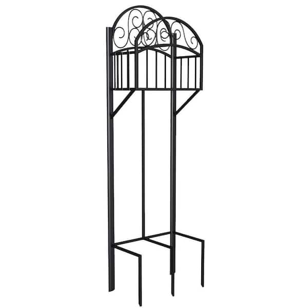 LIBERTY GARDEN 5-Prong Gauge Steel Scroll Water Hose Stand with Storage Shelf