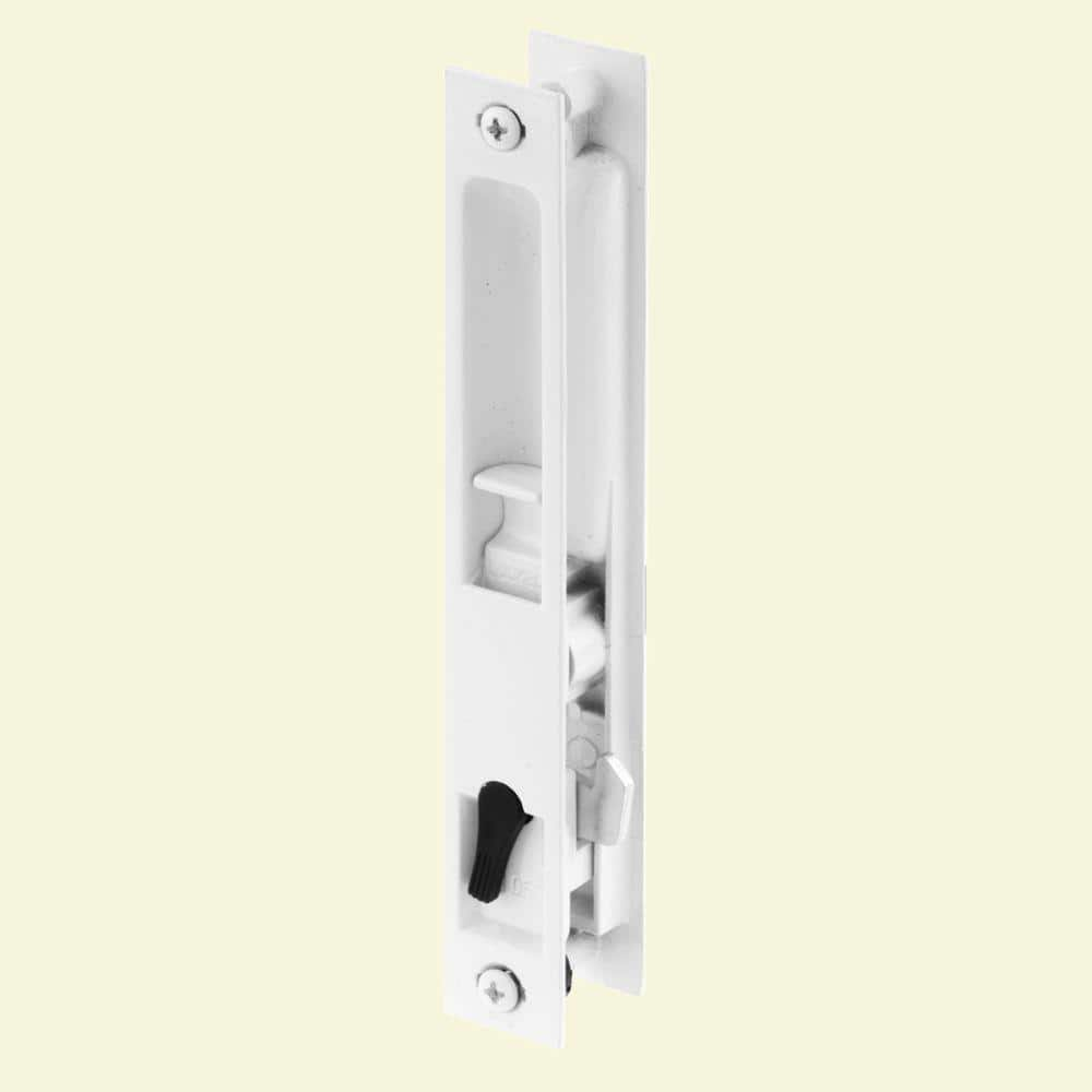 PrimeLine 71/4 in. White, Diecast, Flush Mounted Sliding Patio Door Latch C 1226 The Home Depot