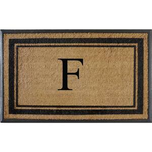 A1HC Flocked Markham 30 in. x 48 in. Coir Double Border Monogrammed F Non-Slip Outdoor Door Mat