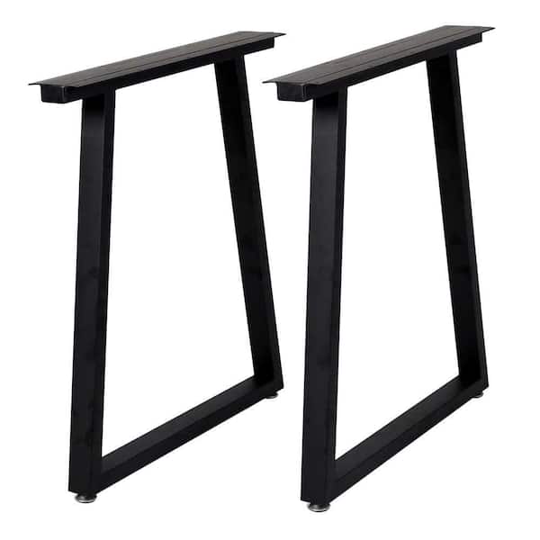 28 in. H Black Metal Dining Table Legs Seats 4, Heavy Duty Metal Desk Legs for Table Trapezoid Shape (2-Pack)