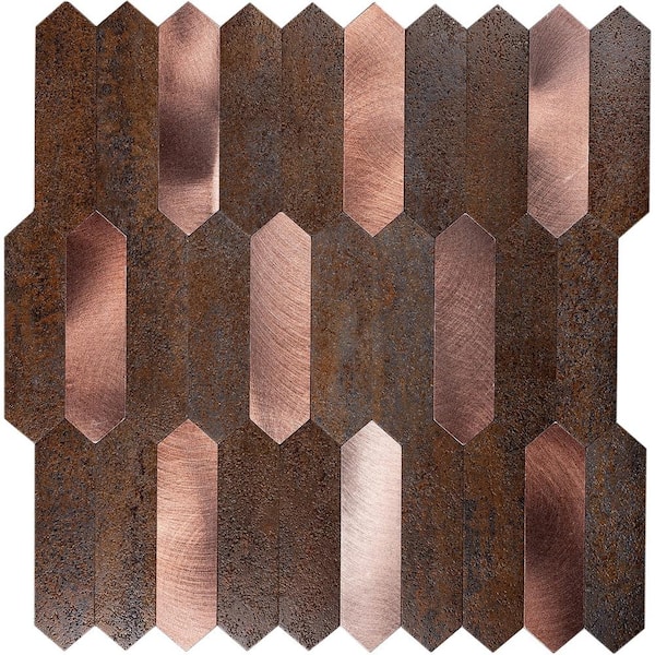 Copper Picket 12 in. x 12 in. Honed Metal Peel and Stick Backsplash Tile (22 Cases, 220 sq. ft./Pallet)