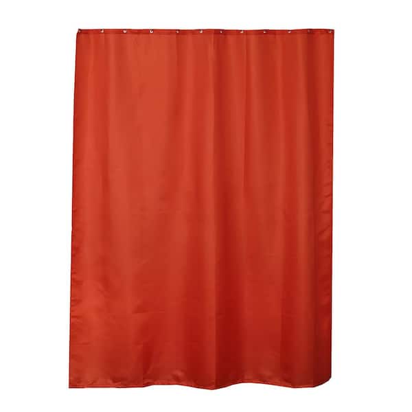 Extra Long 79 in. Orange Shower Curtain Polyester 12 Rings