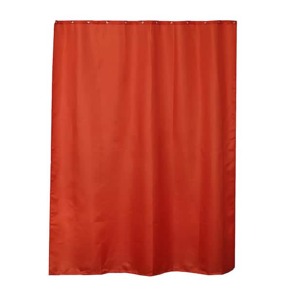 Unbranded Extra Long 79 in. Orange Shower Curtain Polyester 12 Rings