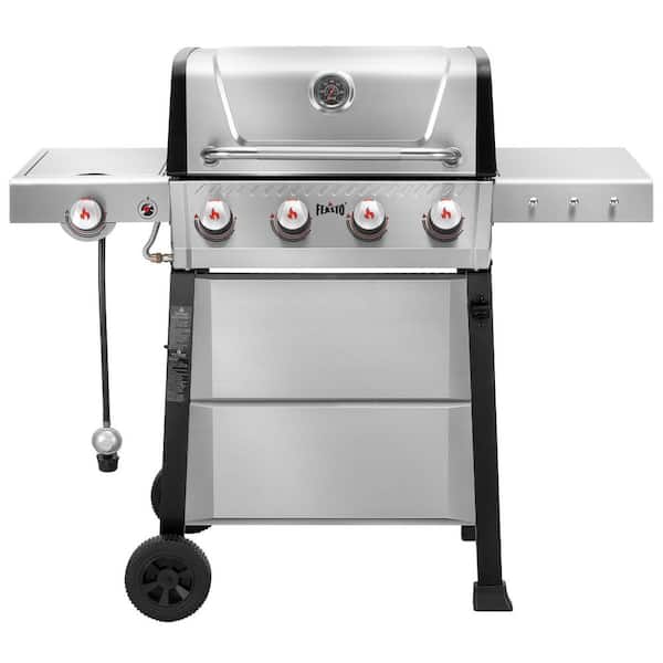 4-Burner Propane Gas Grill with 1 Side Burner and Porcelain-Enameled Grates for Patio Garden BBQ, 48000BTU, Silver