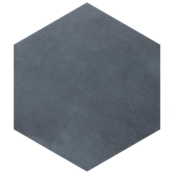 Merola Tile Industrial Hex Blue 8-1/2 in. x 9-7/8 in. Porcelain Floor ...
