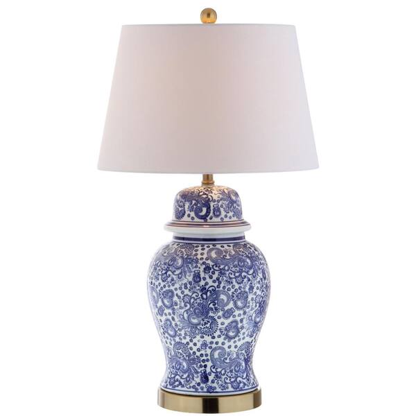 JONATHAN Y Ellis 29.5 in. H Ceramic Table Lamp, Blue/WhiteJYL3008A