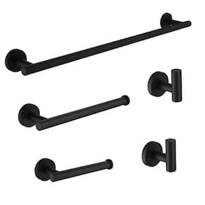 5-Piece Bath Hardware Set Mounting Hardware Included in Matte Black