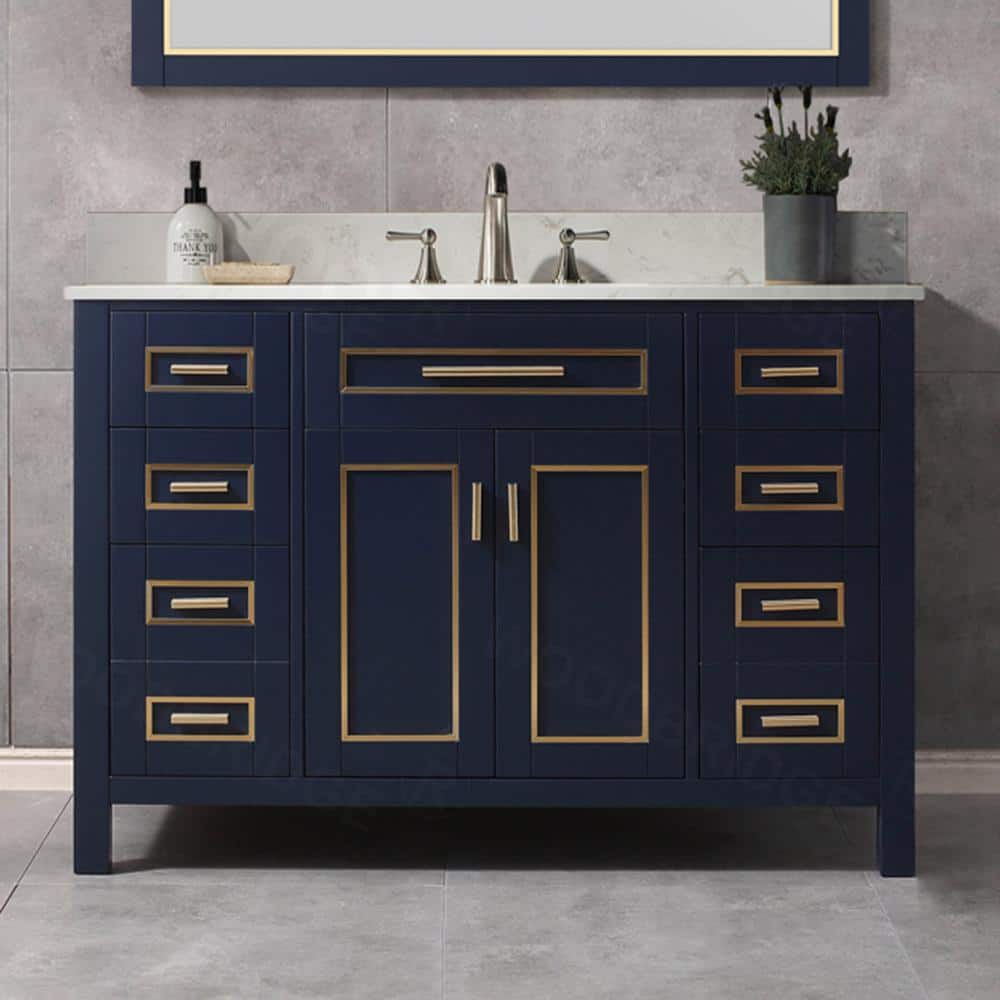 WOODBRIDGE Millan 49 in.W x 22 in.D x 38 in.H Bath Vanity in Navy Blue