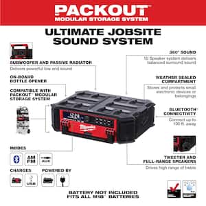 M18 Lithium-Ion Cordless PACKOUT Radio/Speaker with Built-In Charger with M18 175-Watt Powered Compact Inverter