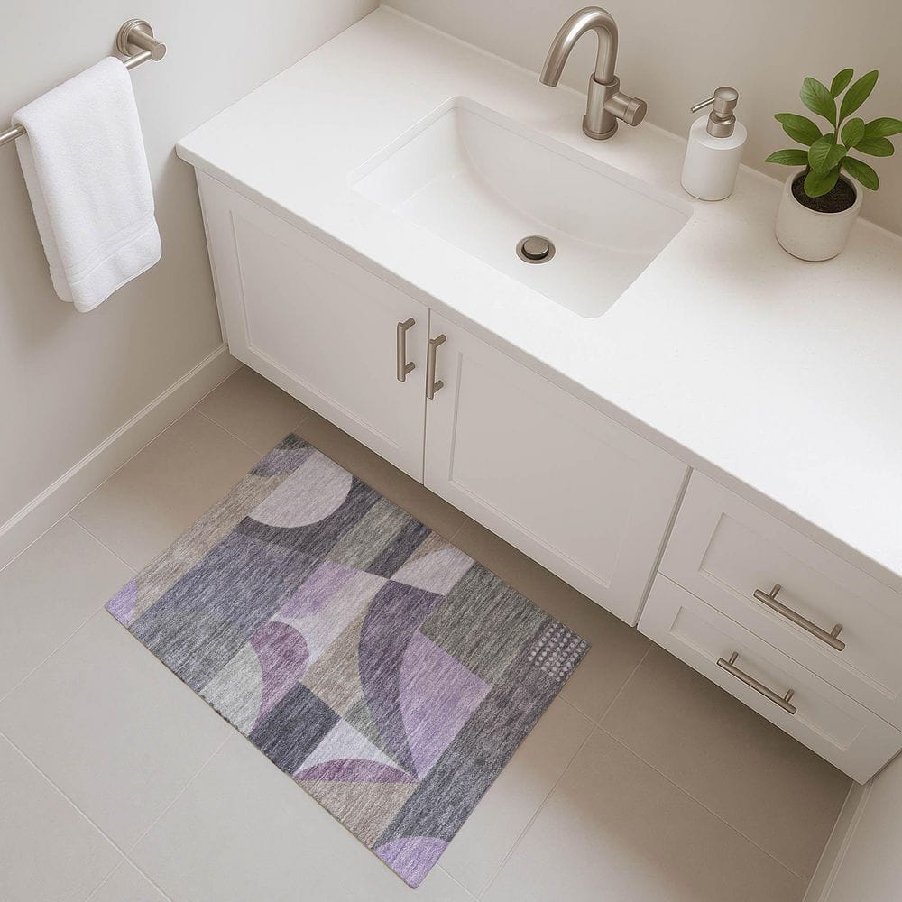 Mayfield Premium Machine Washable Abstract AMF1667 Purple 2 ft. x 3 ft. Area Rug price history on PriceWatchPro