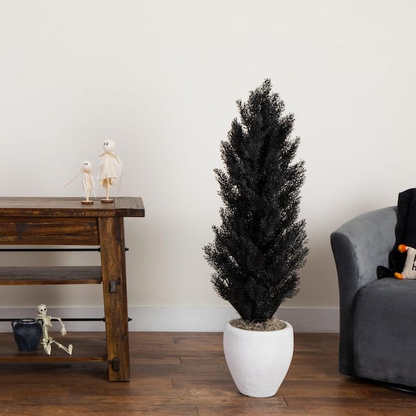 4 ft. UV Resistant Artificial Halloween Black Cedar Tree (Indoor/Outdoor)
