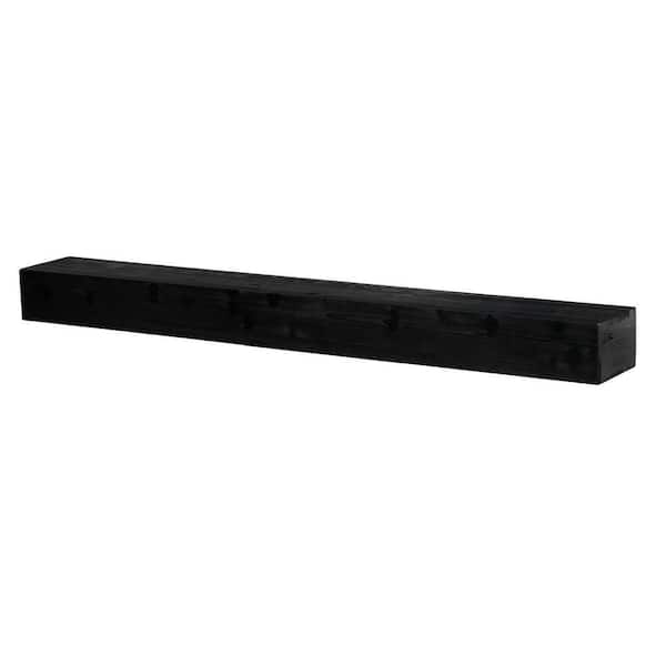 9 in. W x 48 in. D Black Western Red Cedar Wood Fireplace Mantel Decorative Wall Shelf, Wall-Mounted & Floating Shelf