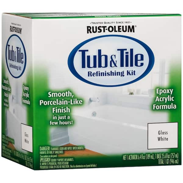Rust-Oleum Specialty 1 qt. Gloss White Tub and Tile Refinishing Kit 384165  - The Home Depot