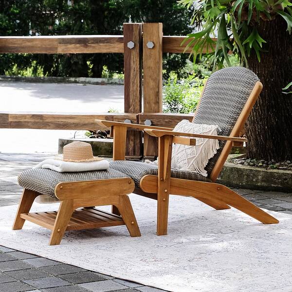 Cambridge Casual Auburn Unfinished Wood Solid Teak Outdoor Lounge Chair - Free Lumbar Pillow