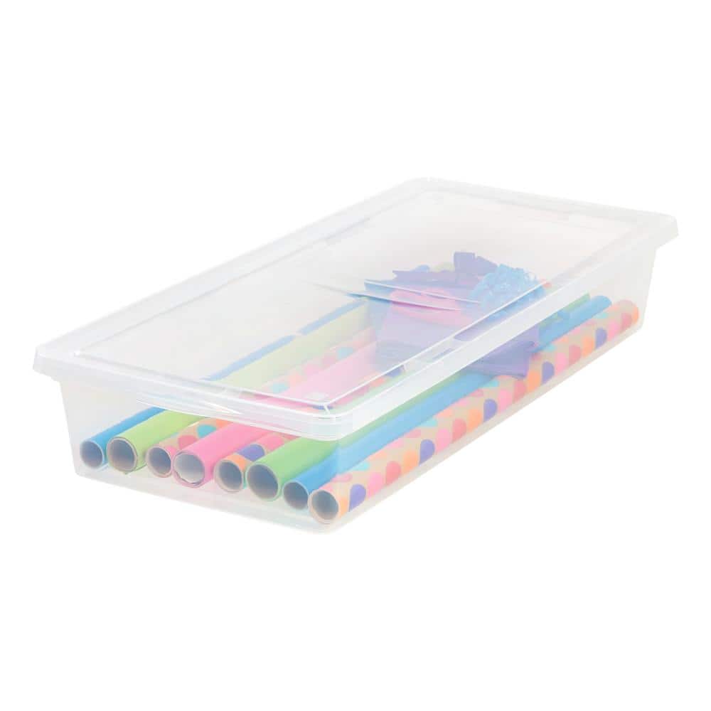 Clear 41 Quart Stackable Plastic Under-Bed Storage Box