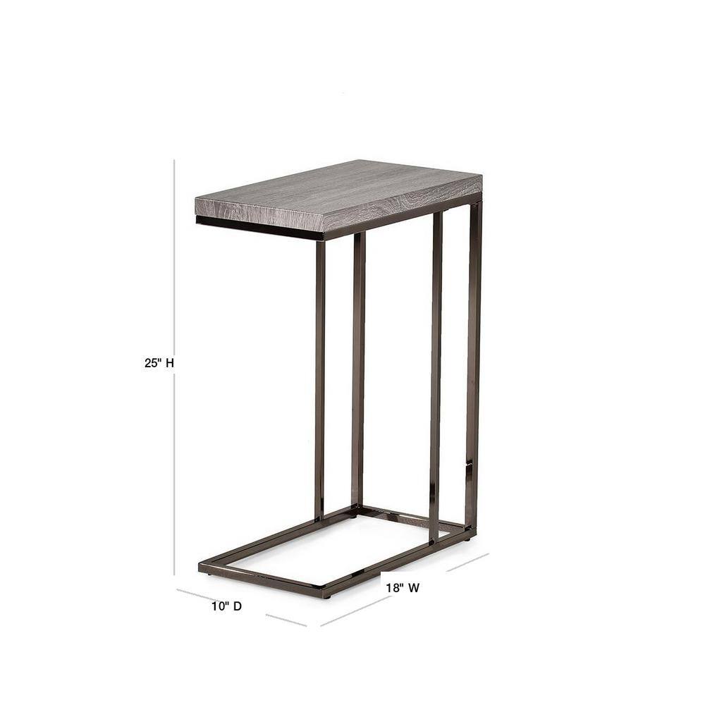 Modern Lucia 10''x18'' Rectangular Chair Side Table in Black/Gray